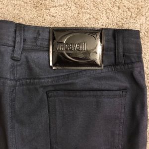 JUST CAVALLI silver coated black jeans size 28